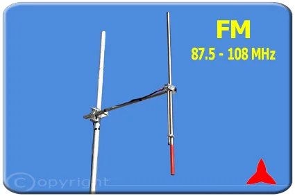 Protel ARDCKM-B-13X Antenna dipolo Omnidirezionale Banda stretta FM 87 88 108 MHz