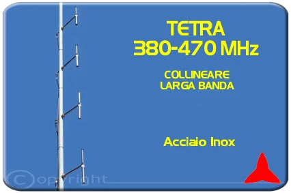 Protel Antenna collineare  4 Dipoli Tetra 380 470MHz acciaio Inox